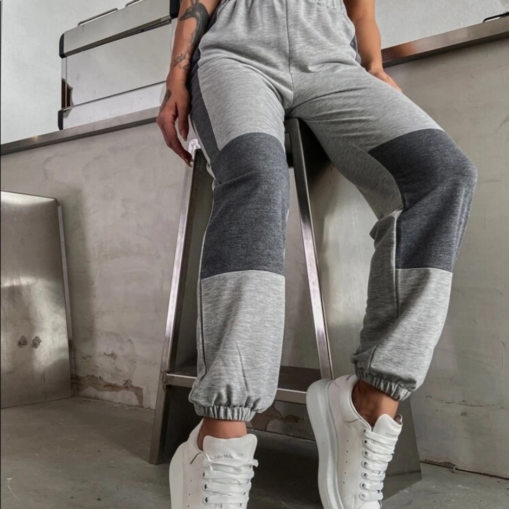 two tone elastic sweatpants
